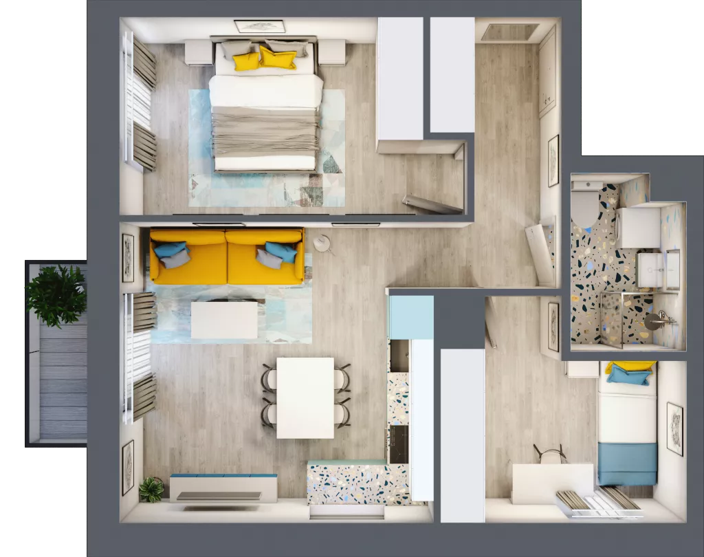 3 pokoje, mieszkanie 49,08 m², piętro 3, oferta nr E1.32, Osiedle Kociewskie III, Rokitki, ul. Tczewska