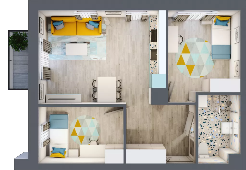 3 pokoje, mieszkanie 54,69 m², piętro 3, oferta nr E1.38, Osiedle Kociewskie III, Rokitki, ul. Tczewska
