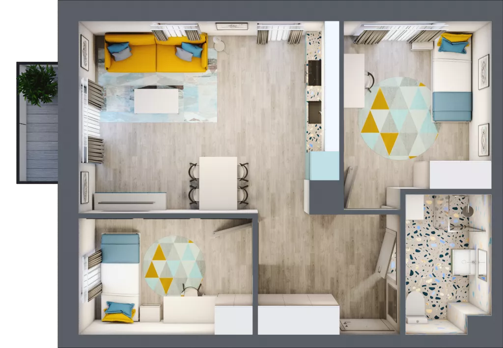 3 pokoje, mieszkanie 54,69 m², piętro 2, oferta nr E1.28, Osiedle Kociewskie III, Rokitki, ul. Tczewska