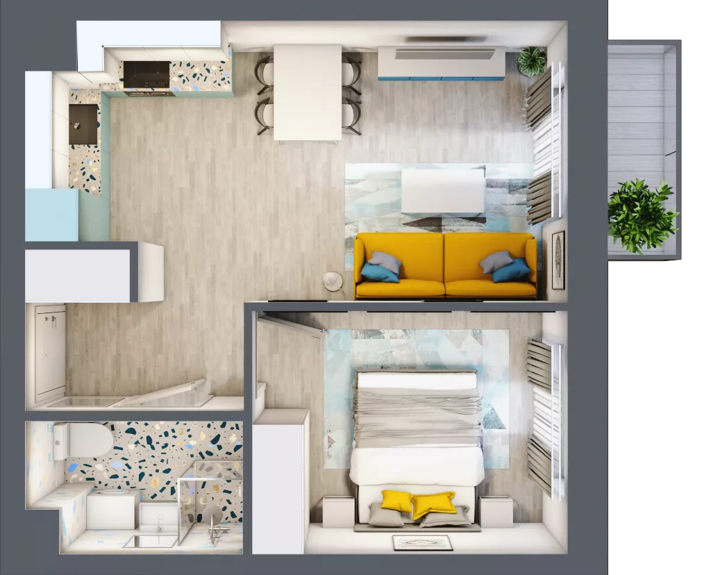 2 pokoje, mieszkanie 36,56 m², piętro 3, oferta nr E1.34, Osiedle Kociewskie III, Rokitki, ul. Tczewska