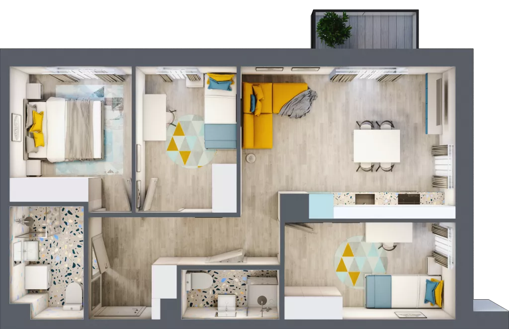 4 pokoje, mieszkanie 64,90 m², piętro 3, oferta nr E2.33, Osiedle Kociewskie III, Rokitki, ul. Tczewska