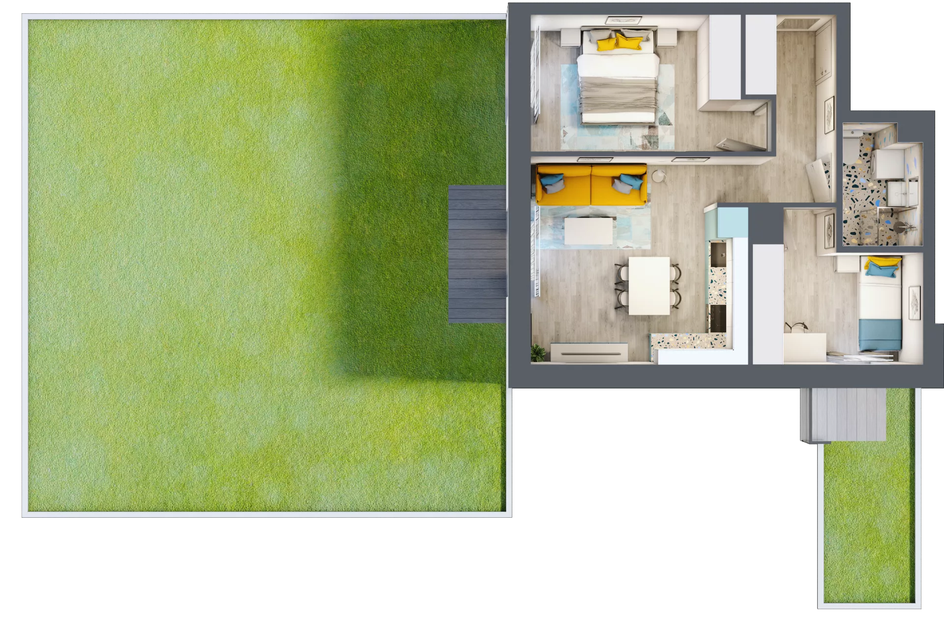 3 pokoje, mieszkanie 49,08 m², parter, oferta nr E2.02, Osiedle Kociewskie III, Rokitki, ul. Tczewska