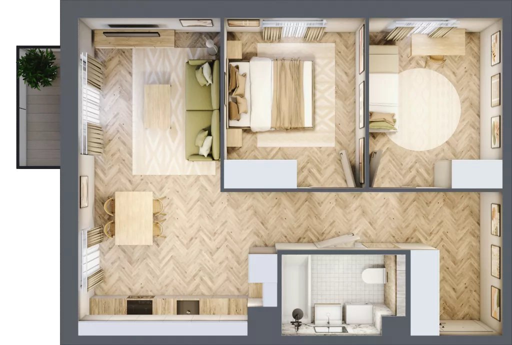 3 pokoje, mieszkanie 56,99 m², piętro 2, oferta nr B1.29, Osiedle Chabrowe, Starogard Gdański, ul. Gen. Stanisław Sosabowskiego