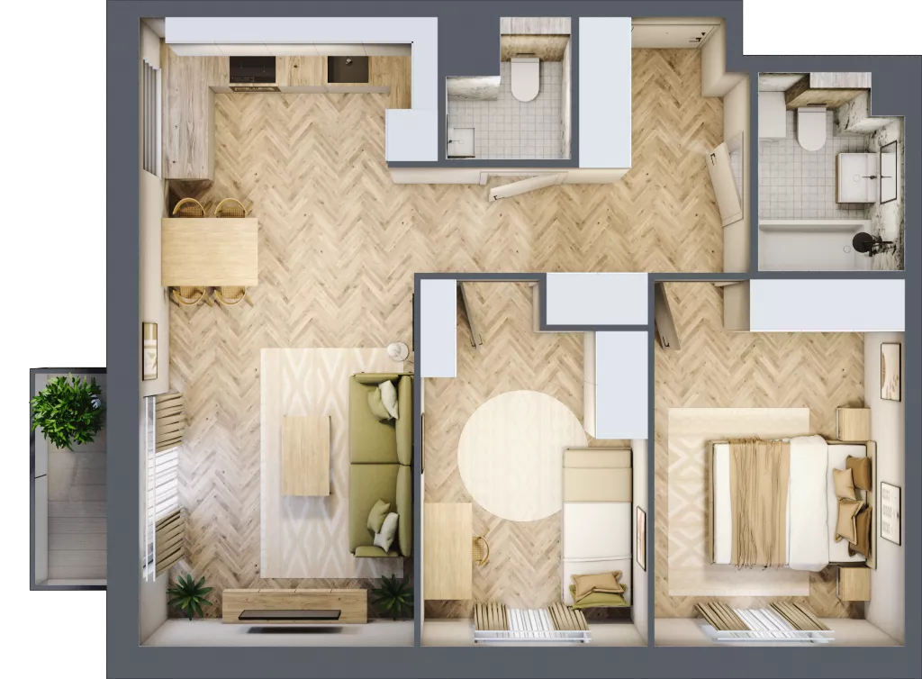 3 pokoje, mieszkanie 60,43 m², piętro 4, oferta nr B1.62, Osiedle Chabrowe, Starogard Gdański, ul. Gen. Stanisław Sosabowskiego