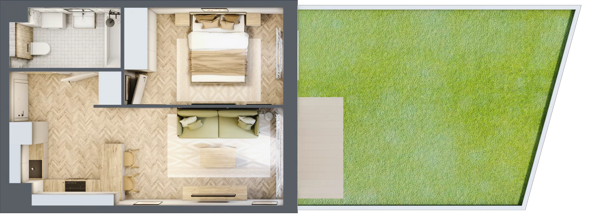 2 pokoje, mieszkanie 36,96 m², parter, oferta nr B2.09, Osiedle Chabrowe, Starogard Gdański, ul. Gen. Stanisław Sosabowskiego