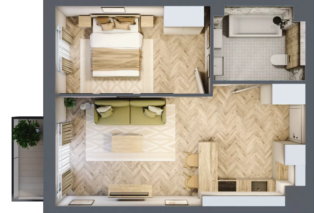 2 pokoje, mieszkanie 41,67 m², piętro 3, oferta nr B2.41, Osiedle Chabrowe, Starogard Gdański, ul. Gen. Stanisław Sosabowskiego