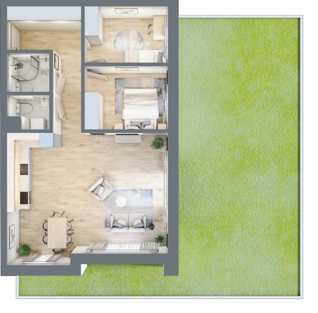 3 pokoje, mieszkanie 71,44 m², parter, oferta nr A-02, AURA WARSZEWO, Szczecin, Północ, Warszewo, ul. Kalinowa