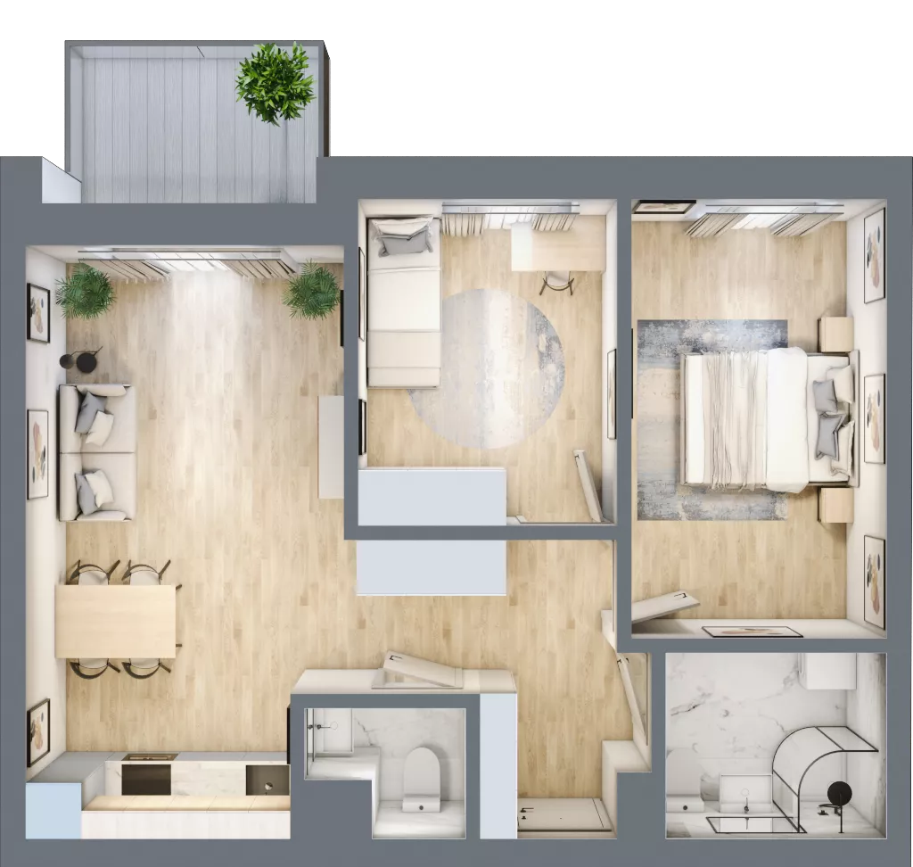 3 pokoje, mieszkanie 59,19 m², piętro 1, oferta nr A-13, AURA WARSZEWO, Szczecin, Północ, Warszewo, ul. Kalinowa