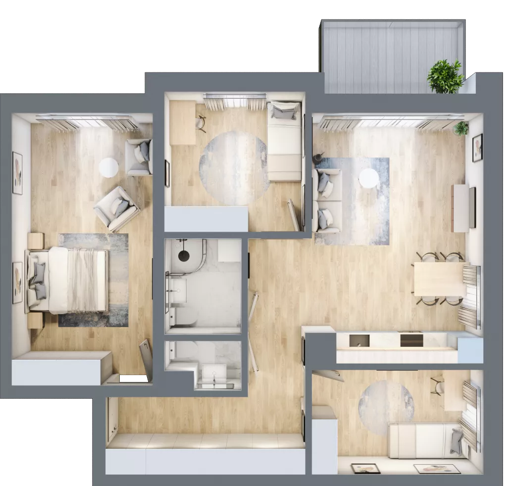 4 pokoje, mieszkanie 85,48 m², piętro 1, oferta nr A-16, AURA WARSZEWO, Szczecin, Północ, Warszewo, ul. Kalinowa