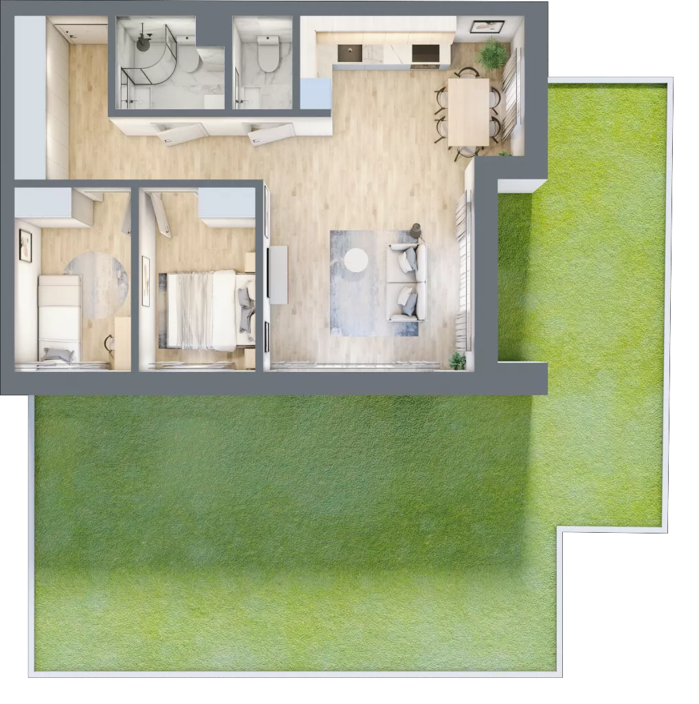 3 pokoje, mieszkanie 61,28 m², parter, oferta nr B-08, AURA WARSZEWO, Szczecin, Północ, Warszewo, ul. Kalinowa