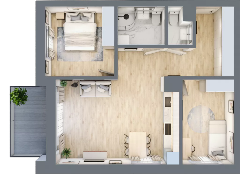 3 pokoje, mieszkanie 61,50 m², piętro 1, oferta nr B-12, AURA WARSZEWO, Szczecin, Północ, Warszewo, ul. Kalinowa