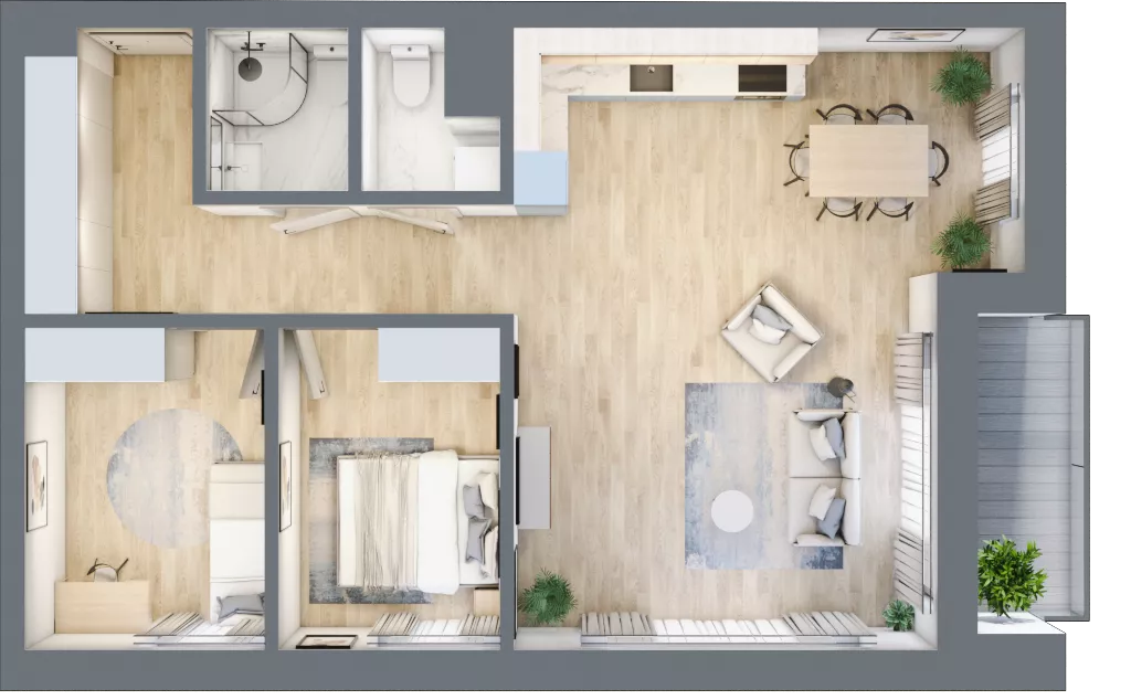 3 pokoje, mieszkanie 69,29 m², piętro 1, oferta nr B-17, AURA WARSZEWO, Szczecin, Północ, Warszewo, ul. Kalinowa