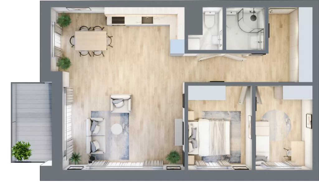 3 pokoje, mieszkanie 70,92 m², piętro 2, oferta nr B-20, AURA WARSZEWO, Szczecin, Północ, Warszewo, ul. Kalinowa