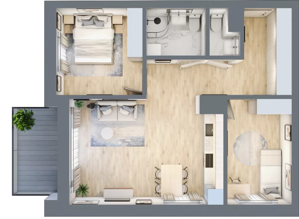 3 pokoje, mieszkanie 61,67 m², piętro 2, oferta nr B-21, AURA WARSZEWO, Szczecin, Północ, Warszewo, ul. Kalinowa