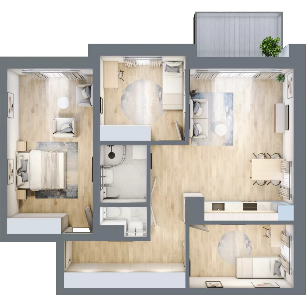 4 pokoje, mieszkanie 85,50 m², piętro 2, oferta nr B-25, AURA WARSZEWO, Szczecin, Północ, Warszewo, ul. Kalinowa