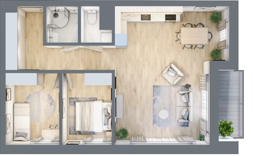 3 pokoje, mieszkanie 68,86 m², piętro 2, oferta nr B-26, AURA WARSZEWO, Szczecin, Północ, Warszewo, ul. Kalinowa
