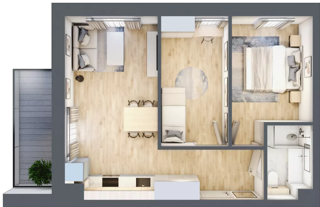 3 pokoje, mieszkanie 46,11 m², piętro 2, oferta nr OK-20, OKI DOKI, Szczecin, Śródmieście, Drzetowo-Grabowo, ul. Teofila Firlika / Nocznickiego