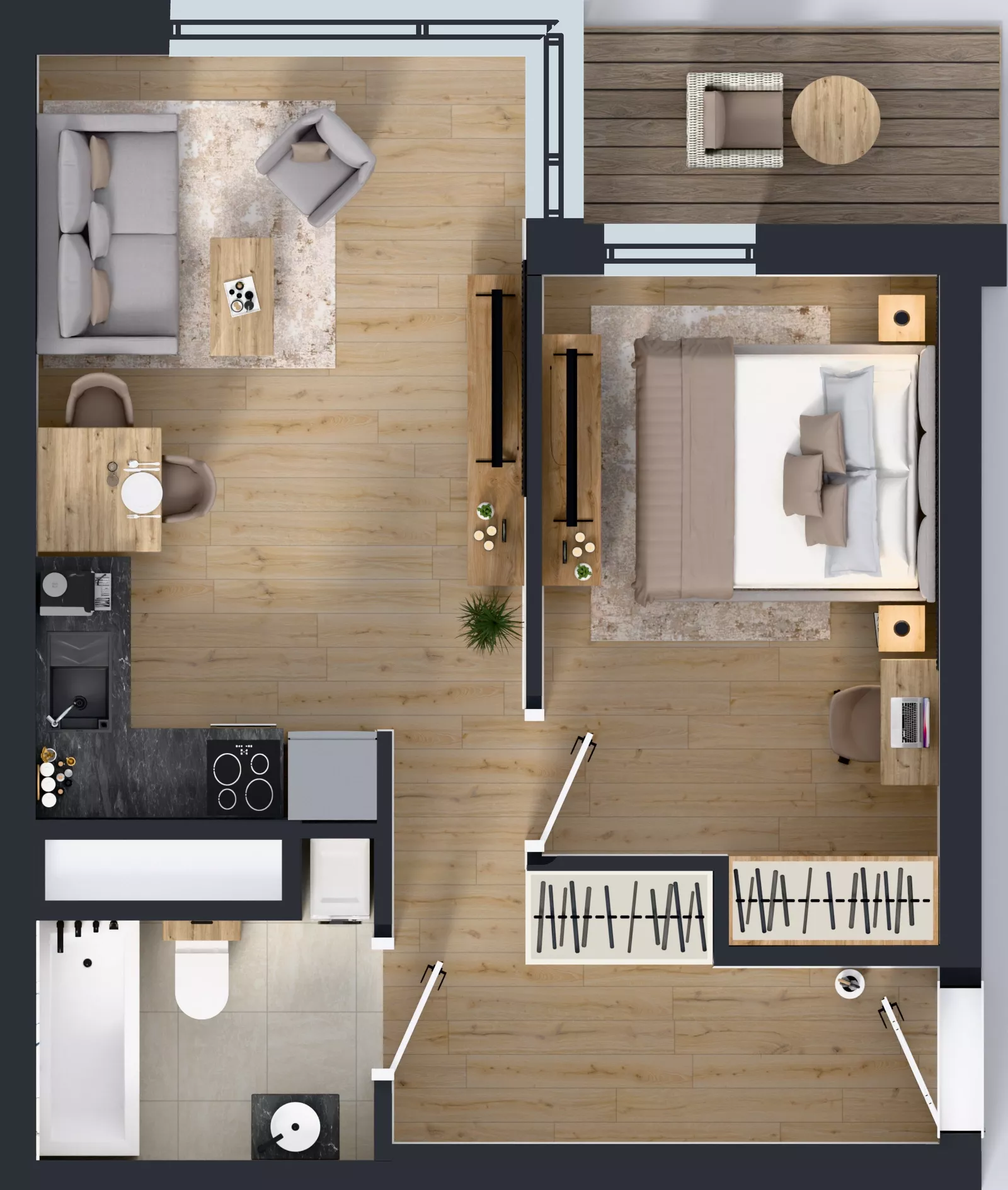 2 pokoje, mieszkanie 38,81 m², piętro 14, oferta nr A2/263, Zaspa Wysoko, Gdańsk, Zaspa, Zaspa-Młyniec, aleja Jana Pawła II
