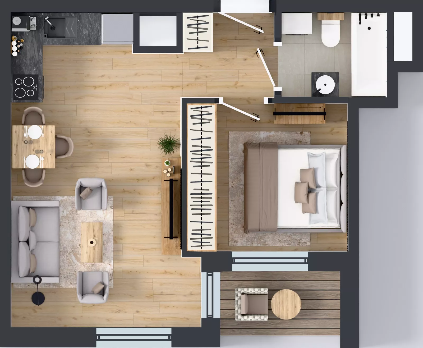 2 pokoje, mieszkanie 36,79 m², piętro 15, oferta nr A1/124, Zaspa Wysoko, Gdańsk, Zaspa, Zaspa-Młyniec, aleja Jana Pawła II