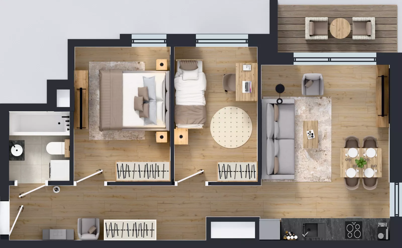 3 pokoje, mieszkanie 53,37 m², piętro 12, oferta nr A2/246, Zaspa Wysoko, Gdańsk, Zaspa, Zaspa-Młyniec, aleja Jana Pawła II