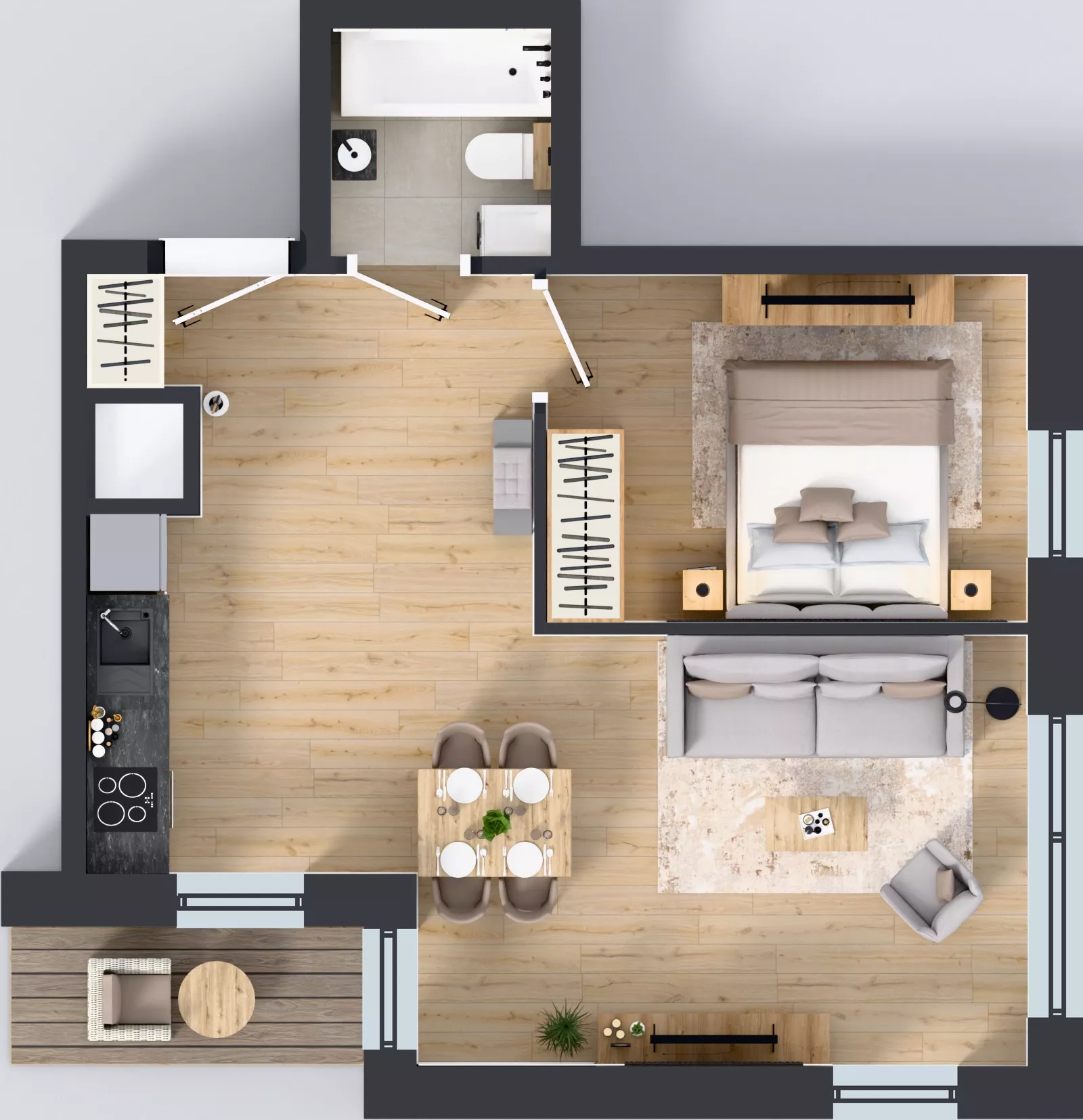 2 pokoje, mieszkanie 43,29 m², piętro 2, oferta nr A1/17, Zaspa Wysoko, Gdańsk, Zaspa, Zaspa-Młyniec, aleja Jana Pawła II