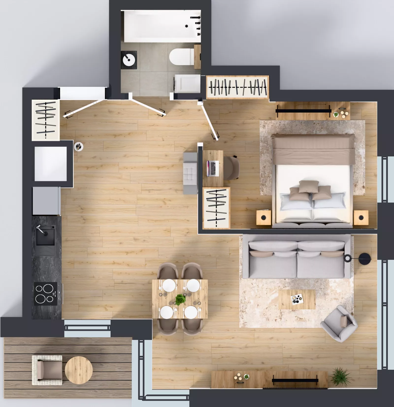 2 pokoje, mieszkanie 44,64 m², piętro 14, oferta nr A2/266, Zaspa Wysoko, Gdańsk, Zaspa, Zaspa-Młyniec, aleja Jana Pawła II