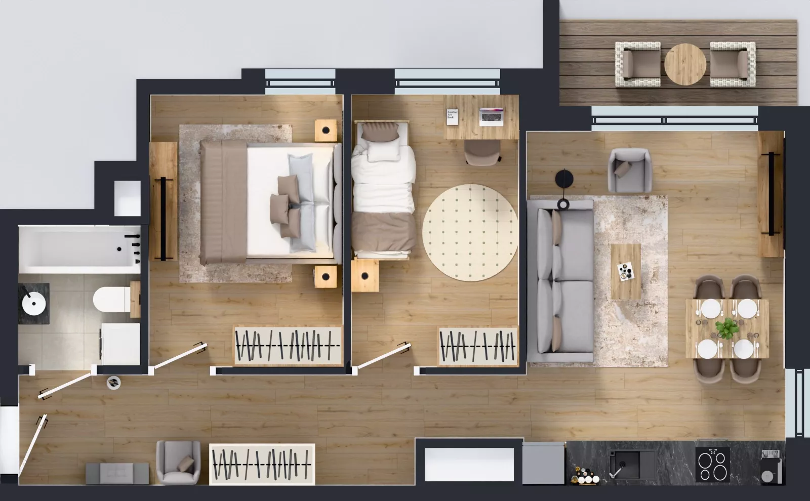 3 pokoje, mieszkanie 53,37 m², piętro 11, oferta nr A2/237, Zaspa Wysoko, Gdańsk, Zaspa, Zaspa-Młyniec, aleja Jana Pawła II