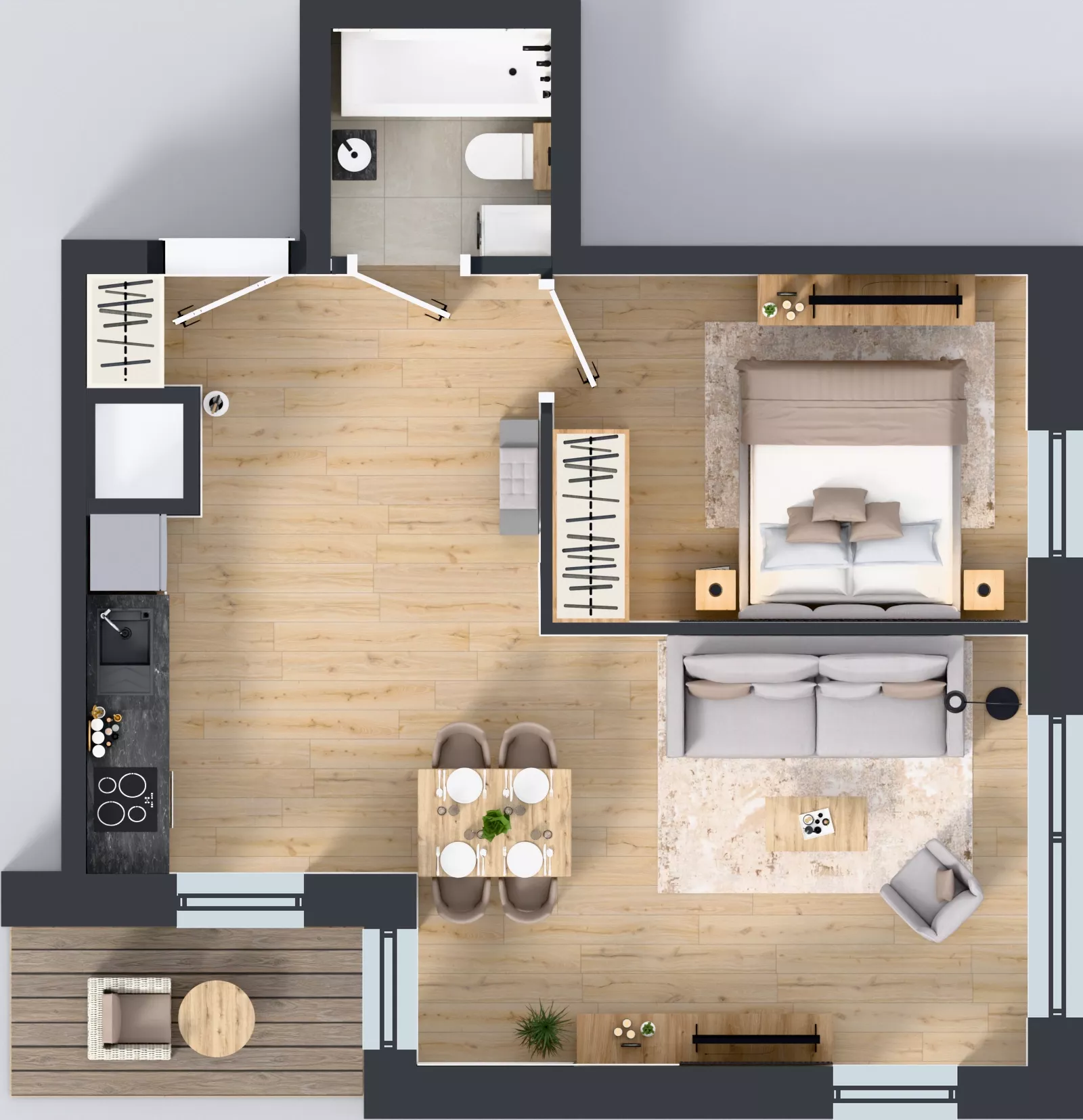 2 pokoje, mieszkanie 43,29 m², piętro 3, oferta nr A1/26, Zaspa Wysoko, Gdańsk, Zaspa, Zaspa-Młyniec, aleja Jana Pawła II