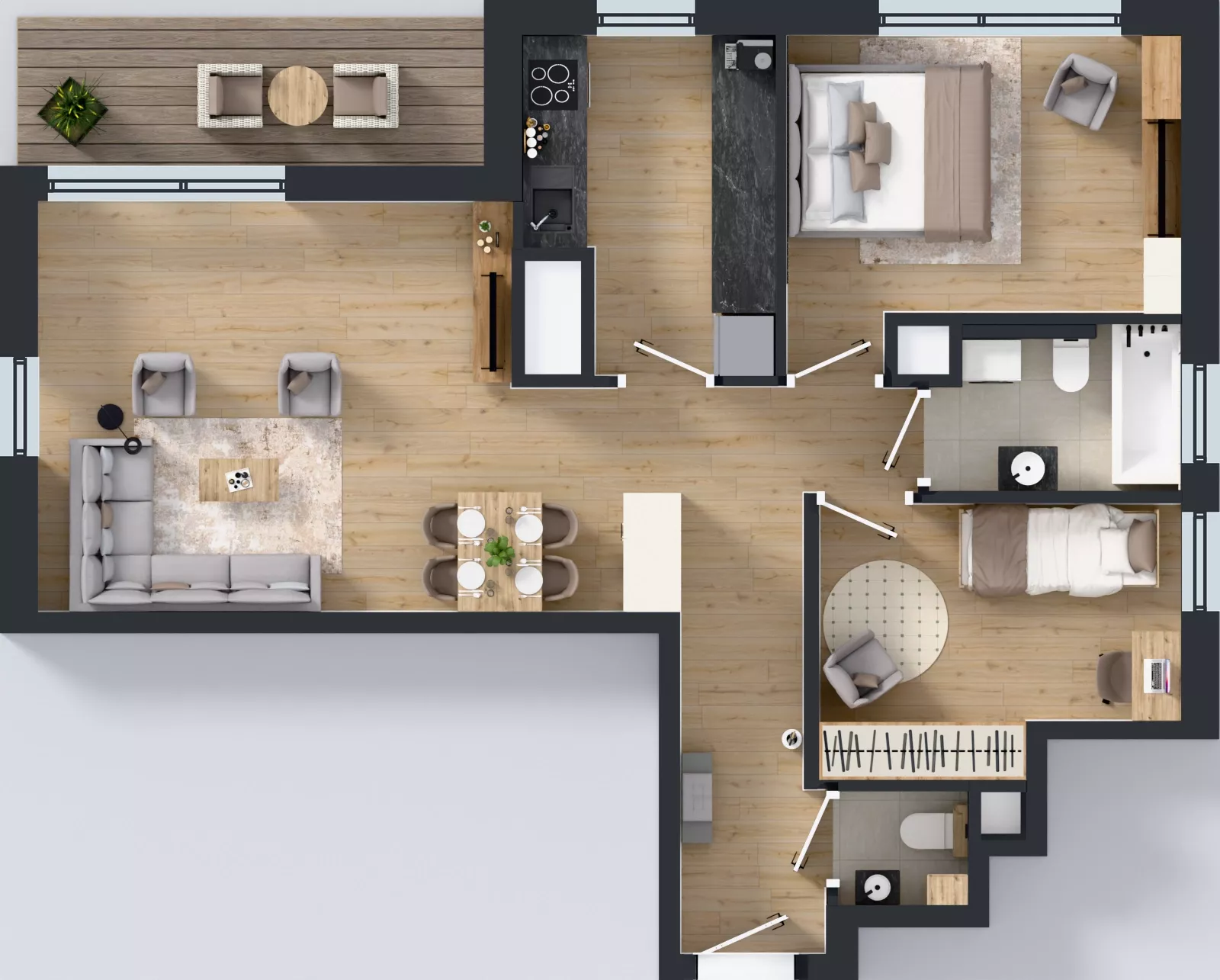 3 pokoje, mieszkanie 66,10 m², piętro 12, oferta nr A1/101, Zaspa Wysoko, Gdańsk, Zaspa, Zaspa-Młyniec, aleja Jana Pawła II
