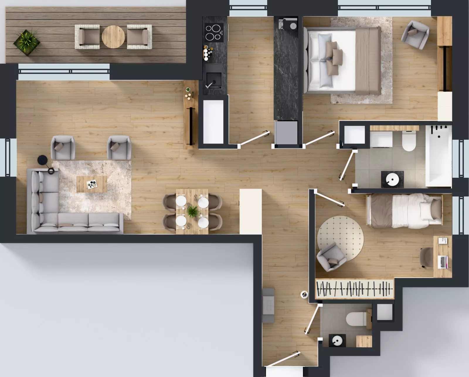 3 pokoje, mieszkanie 64,87 m², piętro 6, oferta nr A1/47, Zaspa Wysoko, Gdańsk, Zaspa, Zaspa-Młyniec, aleja Jana Pawła II