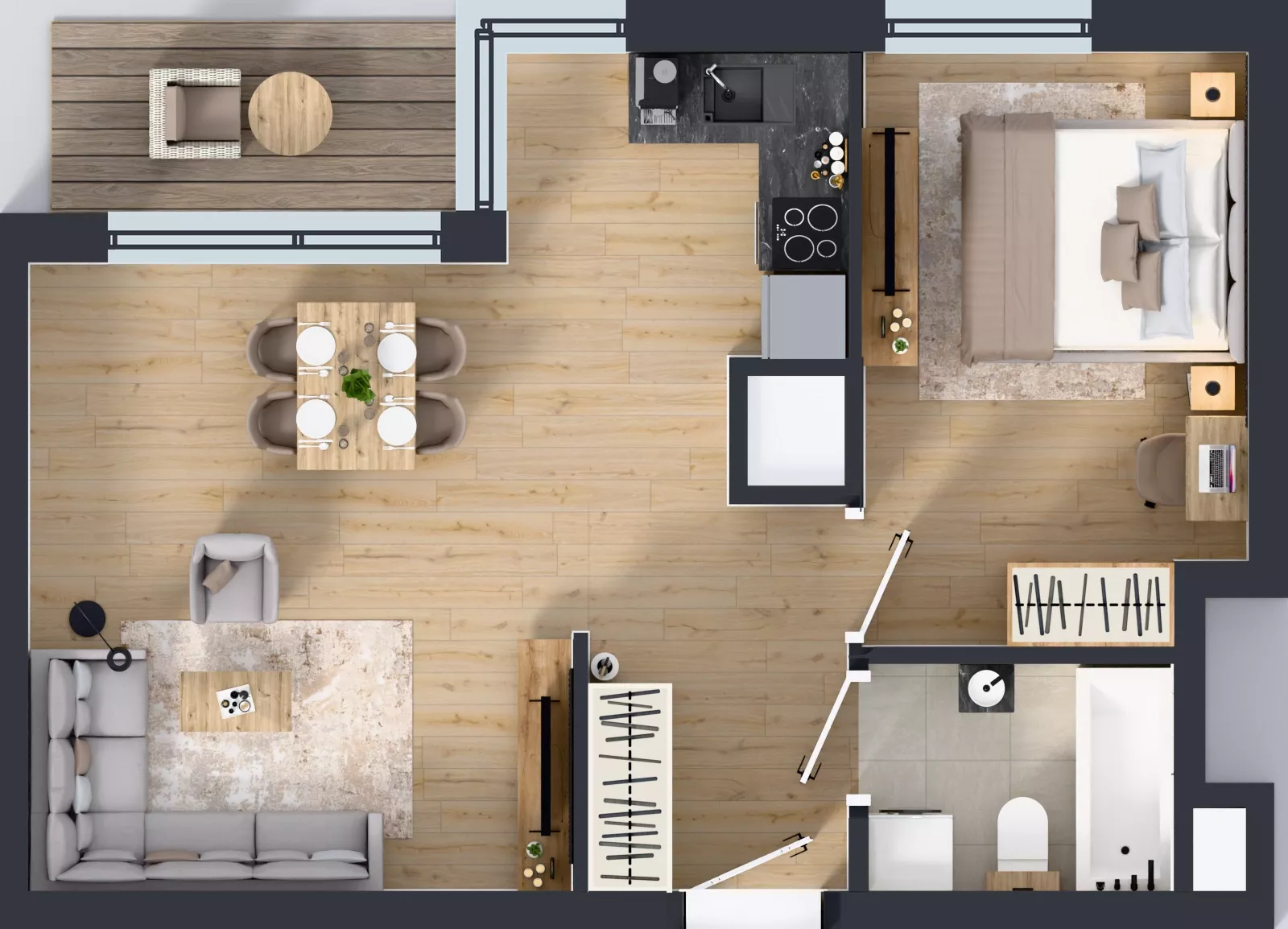 2 pokoje, mieszkanie 43,90 m², piętro 8, oferta nr A1/68, Zaspa Wysoko, Gdańsk, Zaspa, Zaspa-Młyniec, aleja Jana Pawła II