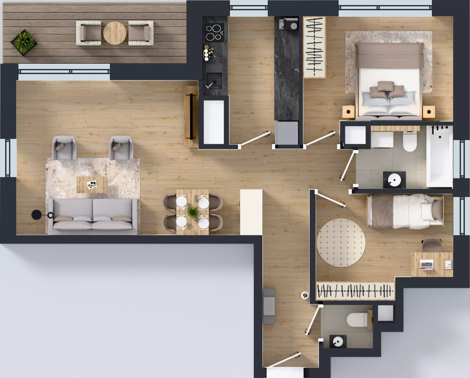 3 pokoje, mieszkanie 64,80 m², piętro 2, oferta nr A2/155, Zaspa Wysoko, Gdańsk, Zaspa, Zaspa-Młyniec, aleja Jana Pawła II