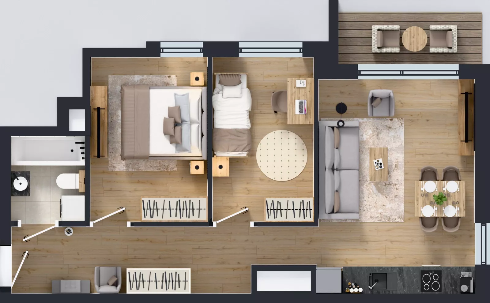3 pokoje, mieszkanie 53,37 m², piętro 13, oferta nr A2/254, Zaspa Wysoko, Gdańsk, Zaspa, Zaspa-Młyniec, aleja Jana Pawła II