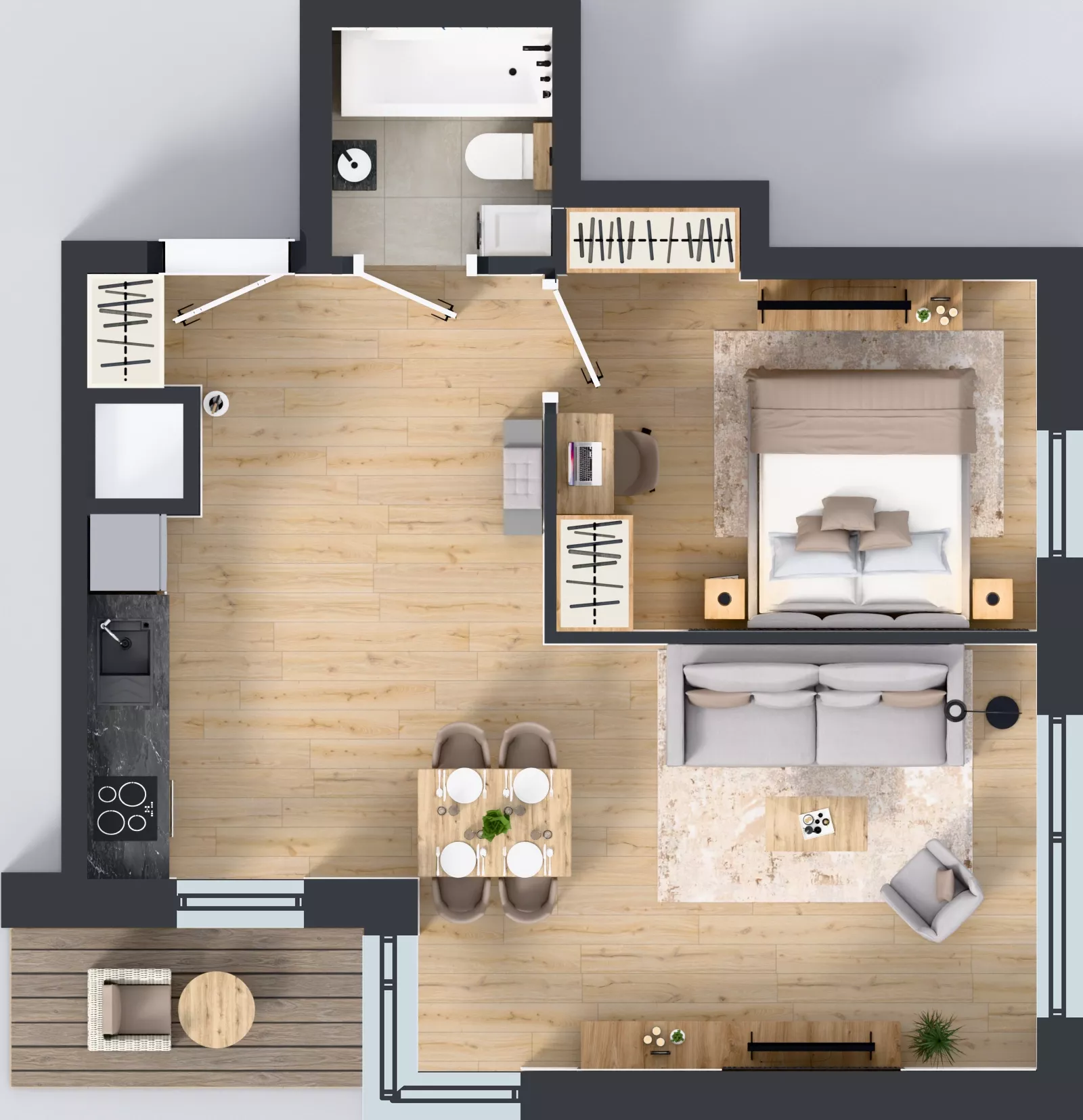 2 pokoje, mieszkanie 44,64 m², piętro 13, oferta nr A2/258, Zaspa Wysoko, Gdańsk, Zaspa, Zaspa-Młyniec, aleja Jana Pawła II
