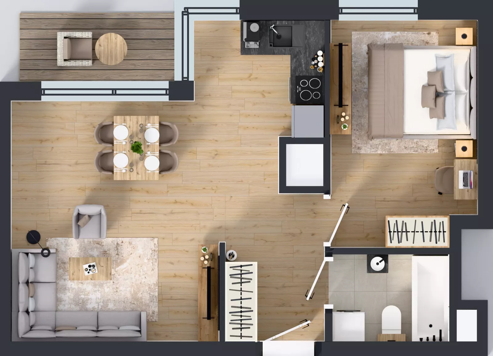 2 pokoje, mieszkanie 43,90 m², piętro 7, oferta nr A2/203, Zaspa Wysoko, Gdańsk, Zaspa, Zaspa-Młyniec, aleja Jana Pawła II