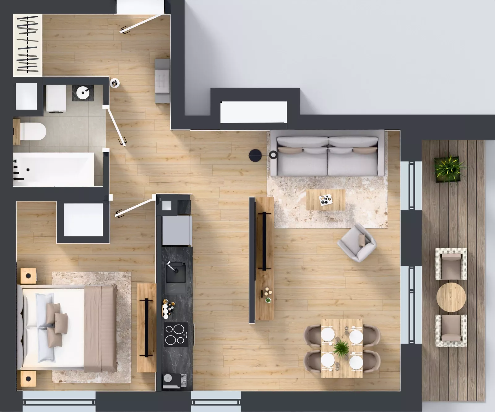 2 pokoje, apartament 46,22 m², piętro 1, oferta nr A1/7, Zaspa Wysoko, Gdańsk, Zaspa, Zaspa-Młyniec, aleja Jana Pawła II