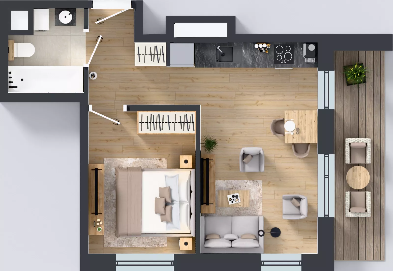 2 pokoje, mieszkanie 35,57 m², piętro 5, oferta nr A1/42, Zaspa Wysoko, Gdańsk, Zaspa, Zaspa-Młyniec, aleja Jana Pawła II