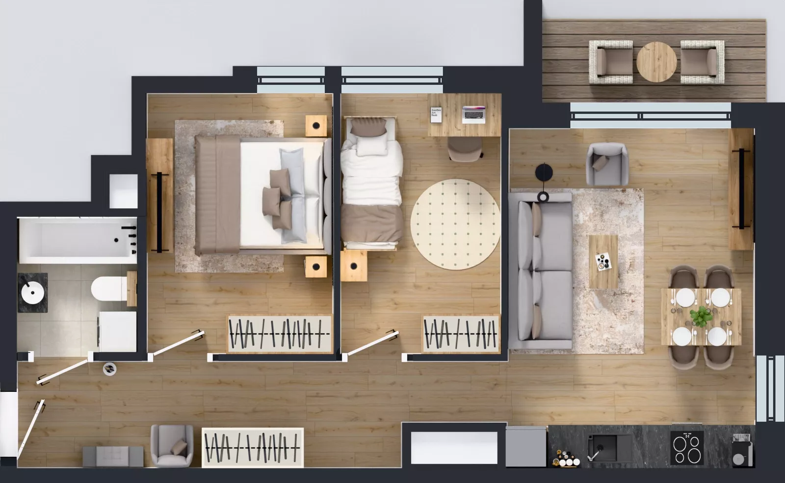 3 pokoje, mieszkanie 53,08 m², piętro 7, oferta nr A1/57, Zaspa Wysoko, Gdańsk, Zaspa, Zaspa-Młyniec, aleja Jana Pawła II