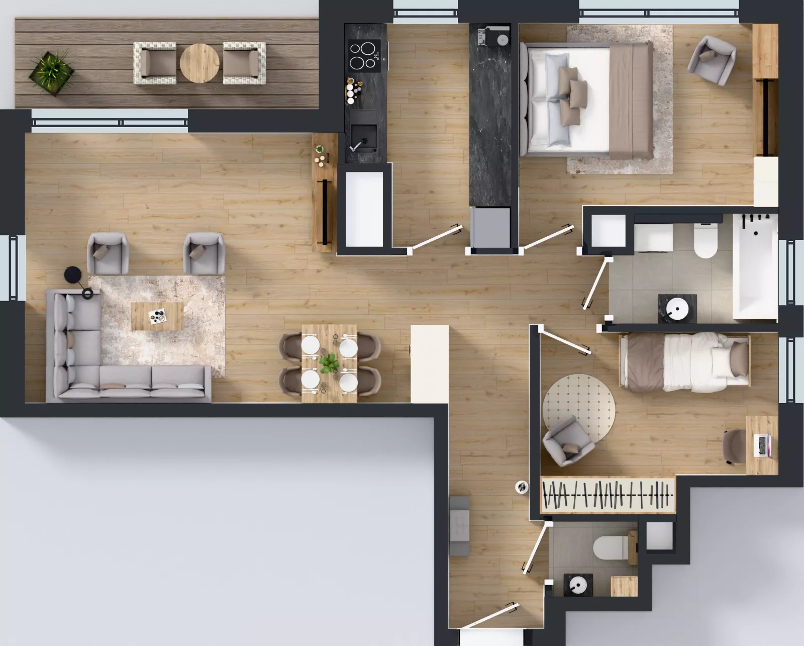 3 pokoje, mieszkanie 66,10 m², piętro 13, oferta nr A2/253, Zaspa Wysoko, Gdańsk, Zaspa, Zaspa-Młyniec, aleja Jana Pawła II