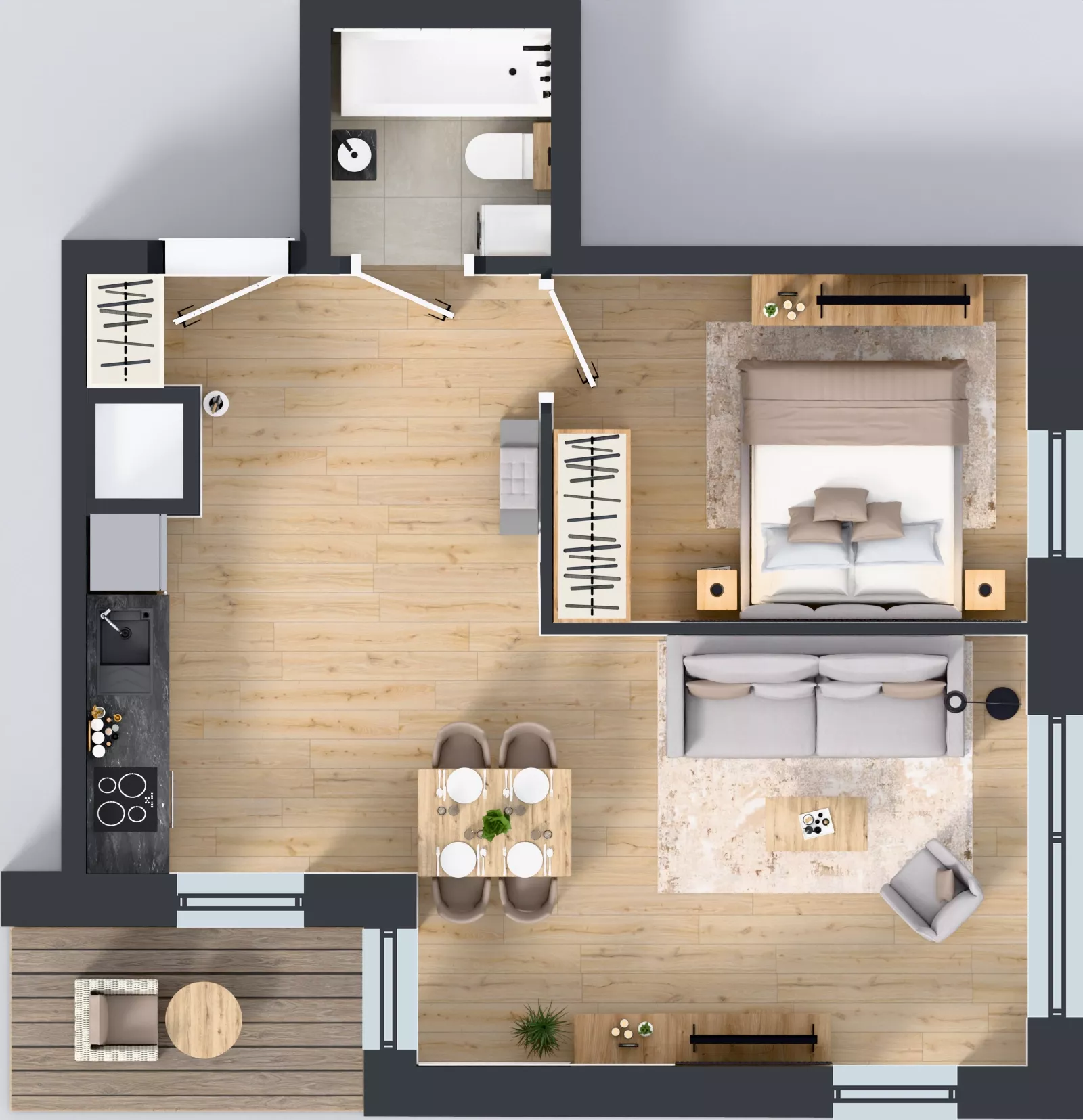 2 pokoje, mieszkanie 43,29 m², piętro 4, oferta nr A1/35, Zaspa Wysoko, Gdańsk, Zaspa, Zaspa-Młyniec, aleja Jana Pawła II