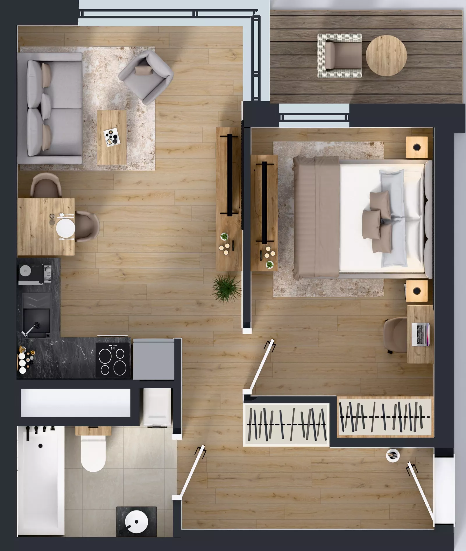 2 pokoje, mieszkanie 38,81 m², piętro 12, oferta nr A1/103, Zaspa Wysoko, Gdańsk, Zaspa, Zaspa-Młyniec, aleja Jana Pawła II