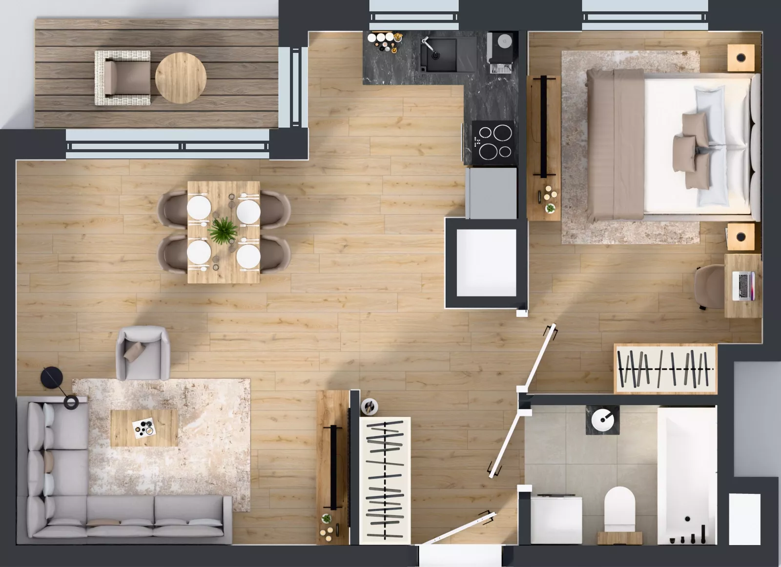 2 pokoje, mieszkanie 44,19 m², piętro 13, oferta nr A1/112, Zaspa Wysoko, Gdańsk, Zaspa, Zaspa-Młyniec, aleja Jana Pawła II