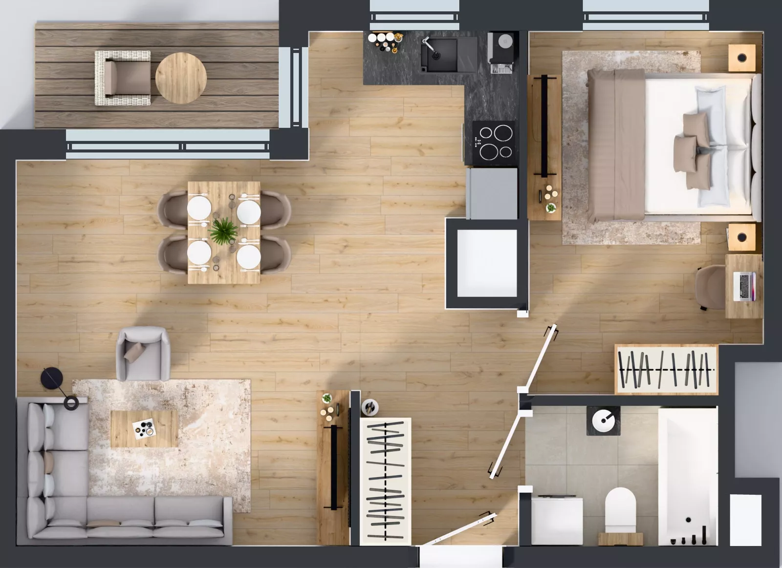 2 pokoje, mieszkanie 44,19 m², piętro 15, oferta nr A1/128, Zaspa Wysoko, Gdańsk, Zaspa, Zaspa-Młyniec, aleja Jana Pawła II