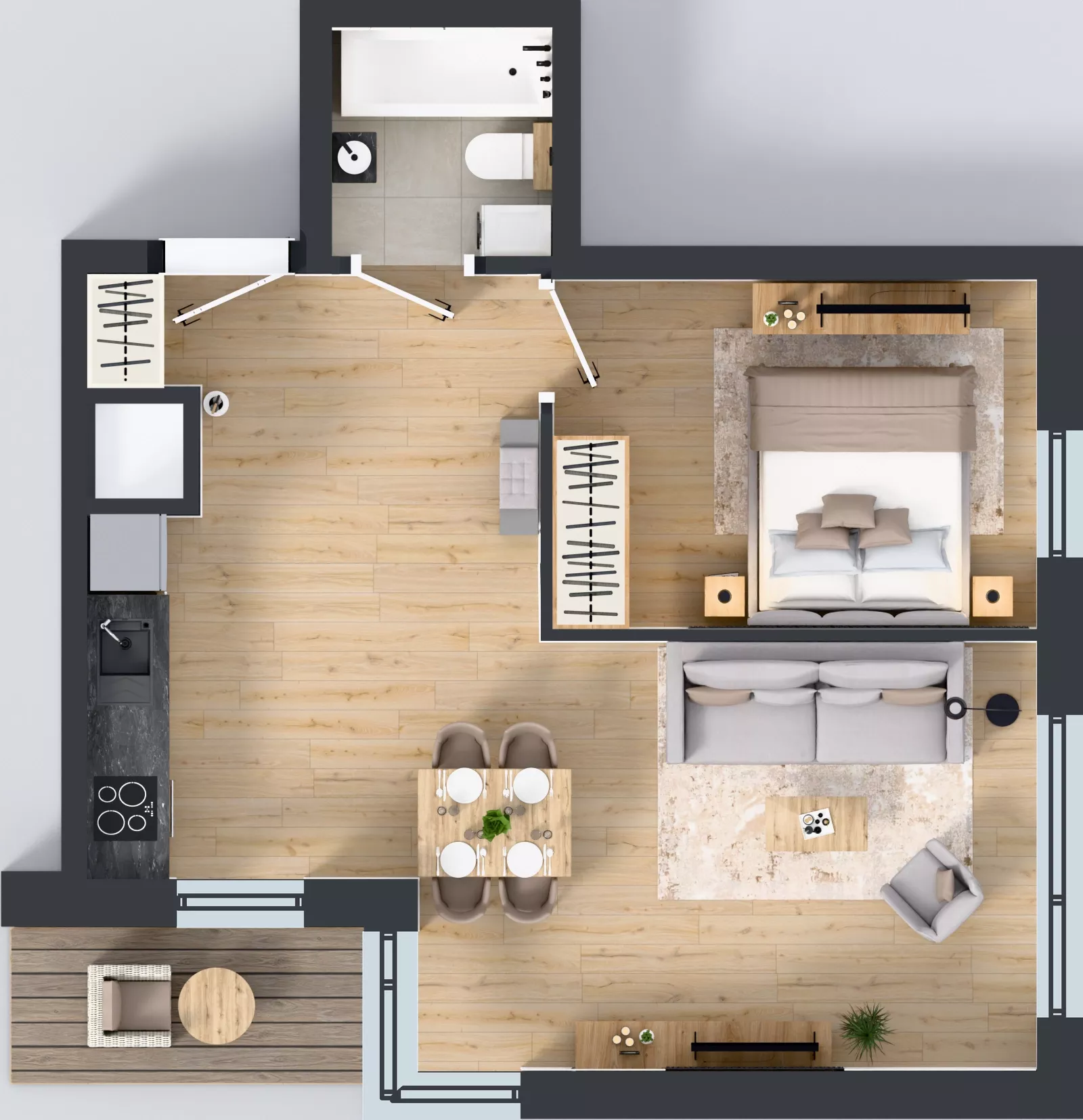 2 pokoje, mieszkanie 43,86 m², piętro 11, oferta nr A1/98, Zaspa Wysoko, Gdańsk, Zaspa, Zaspa-Młyniec, aleja Jana Pawła II