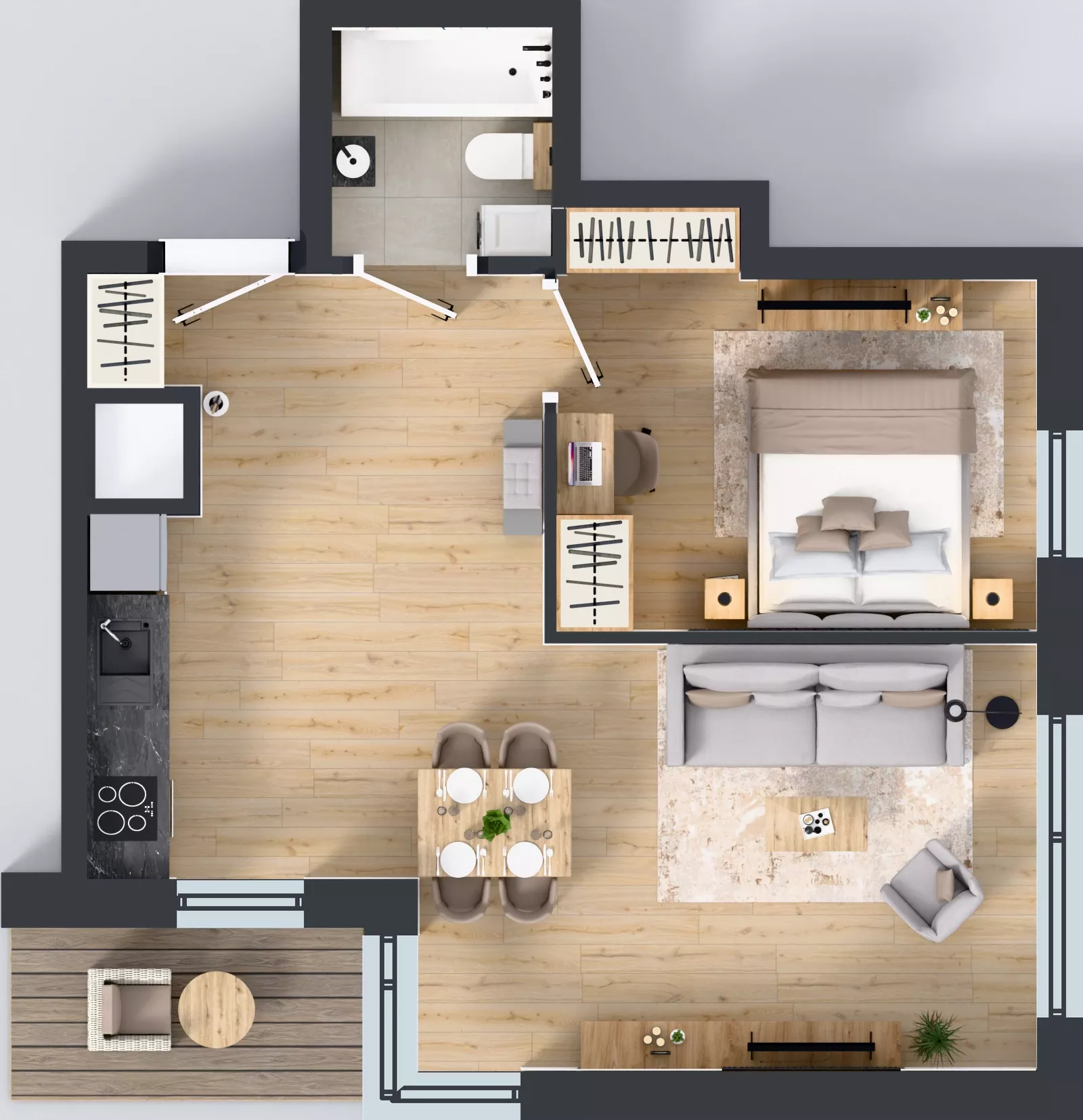 2 pokoje, mieszkanie 44,64 m², piętro 12, oferta nr A1/106, Zaspa Wysoko, Gdańsk, Zaspa, Zaspa-Młyniec, aleja Jana Pawła II