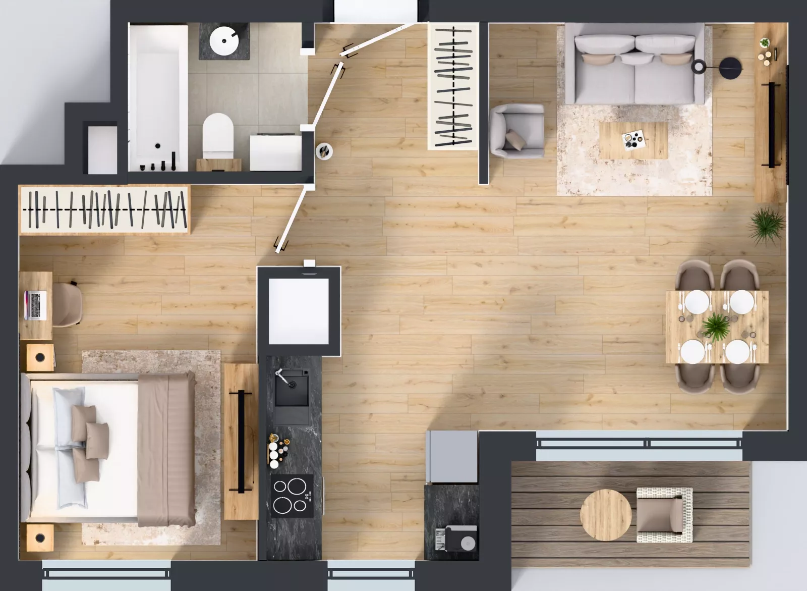 2 pokoje, mieszkanie 46,21 m², piętro 15, oferta nr A2/267, Zaspa Wysoko, Gdańsk, Zaspa, Zaspa-Młyniec, aleja Jana Pawła II