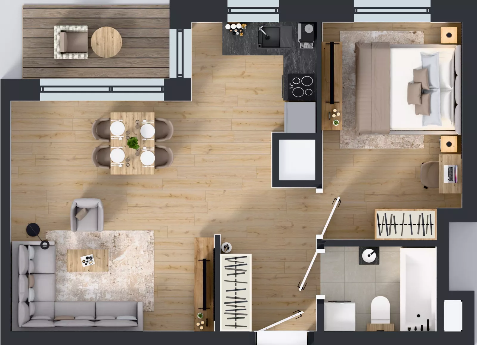 2 pokoje, mieszkanie 43,36 m², piętro 6, oferta nr A1/50, Zaspa Wysoko, Gdańsk, Zaspa, Zaspa-Młyniec, aleja Jana Pawła II