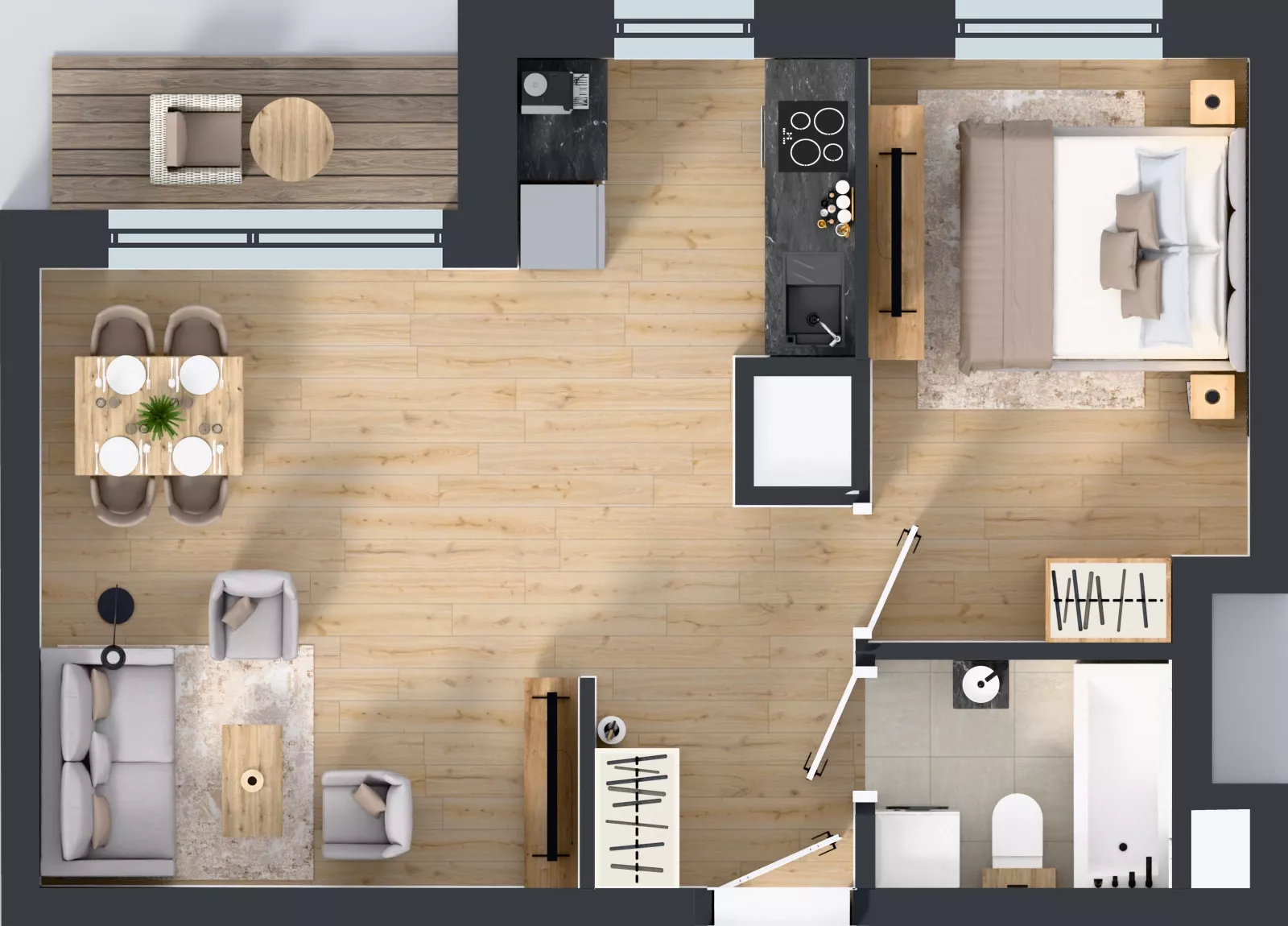2 pokoje, mieszkanie 42,49 m², piętro 1, oferta nr A2/150, Zaspa Wysoko, Gdańsk, Zaspa, Zaspa-Młyniec, aleja Jana Pawła II