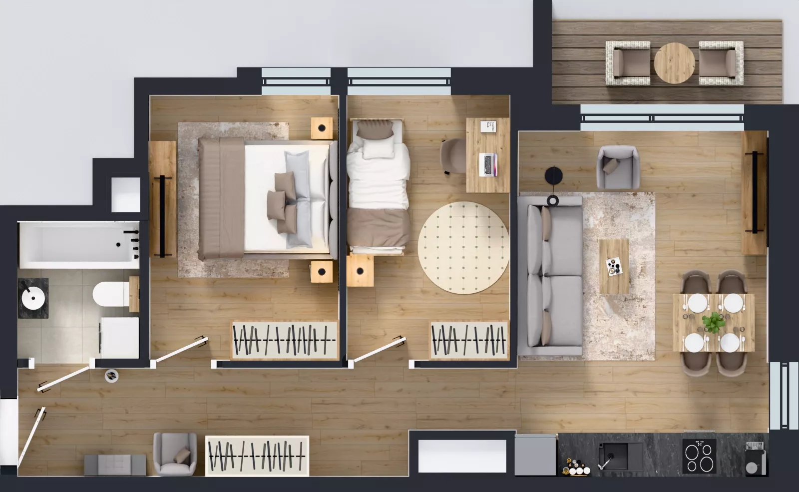 3 pokoje, mieszkanie 53,08 m², piętro 9, oferta nr A1/75, Zaspa Wysoko, Gdańsk, Zaspa, Zaspa-Młyniec, aleja Jana Pawła II