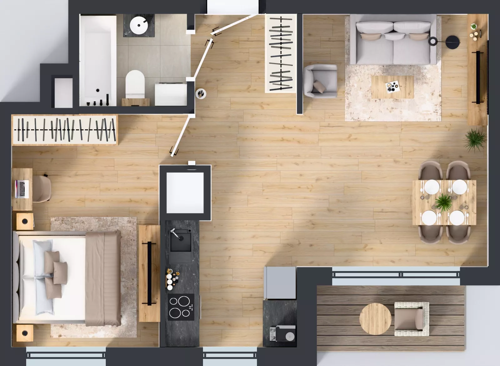 2 pokoje, mieszkanie 46,21 m², piętro 15, oferta nr A1/123, Zaspa Wysoko, Gdańsk, Zaspa, Zaspa-Młyniec, aleja Jana Pawła II
